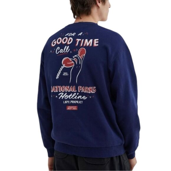 New UO Urban Outfitters Parks Project For A Good Time Navy Sweatshirt M - Picture 3 of 5
